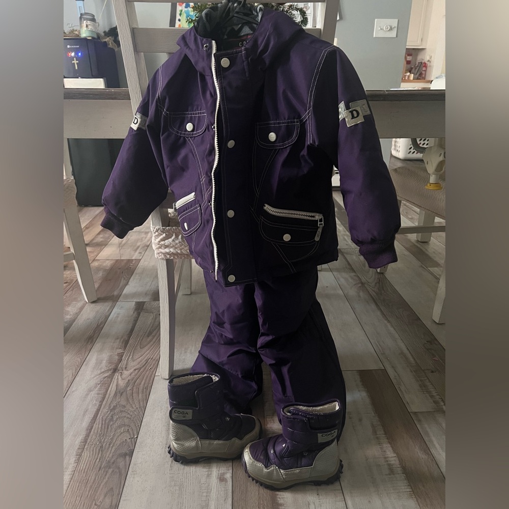 Excellent Choko Snow Suit + Winter Boots - size 5 suit, 12.5-13 size boots
